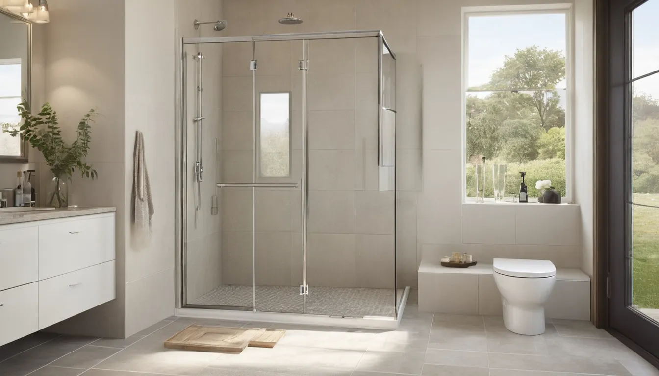 Homeowner checking a bright, modern walk-in shower with a bench and handheld sprayer in a Painesville home
